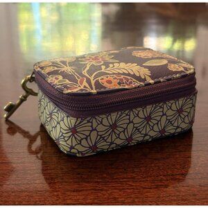Fossil Zip Around Pill Case Leather 3.5” Caddy Travel Portable 8 Day Floral Key